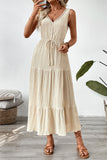 Apricot A Line V Neck Long Summer Dress