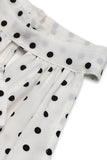 White Black Polka Dot Halter Summer Dress With Bow