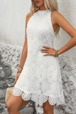 Halter White A Line Mini Lace Summer Dress