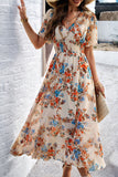 Apricot A Line Long Floral Summer Dress