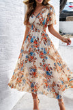 Apricot A Line Long Floral Summer Dress