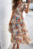 Apricot A Line Long Floral Summer Dress
