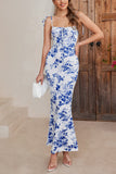 Mermaid Blue Printed Long Summer Dress