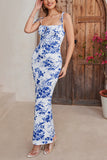 Mermaid Blue Printed Long Summer Dress
