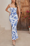 Mermaid Blue Printed Long Summer Dress