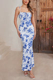 Mermaid Blue Printed Long Summer Dress