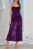 Fuchsia A Line Floral Long Summer Dress
