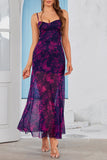 Fuchsia A Line Floral Long Summer Dress