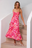 Fuchsia Spaghetti Straps Floral Summer Dress