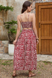 Dark Red Printed Long Summer Dress