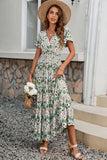 Green Floral A Line Summer Dress