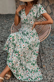 Green Floral A Line Summer Dress