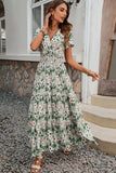 Green Floral A Line Summer Dress