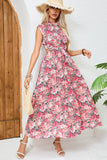 Blush Red Flower Halter Long Summer Dress