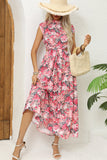 Blush Red Flower Halter Long Summer Dress