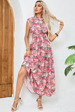 Blush Red Flower Halter Long Summer Dress
