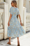 Blue A Line Floral Long Summer Dress
