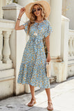 Blue A Line Floral Long Summer Dress