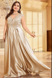 Blush Pink Plus Size Satin Long Mother Of The Bride Dress