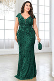 Sparkly Burgundy Plus Size Long Mother of the Bride Dress