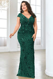 Sparkly Burgundy Plus Size Long Mother of the Bride Dress
