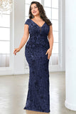 Sparkly Burgundy Plus Size Long Mother of the Bride Dress