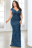 Sparkly Burgundy Plus Size Long Mother of the Bride Dress