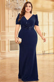 Dark Green Satin Plus Size Long Mother Of The Bride Dress