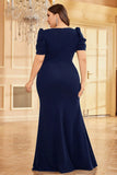 Dark Green Satin Plus Size Long Mother Of The Bride Dress