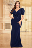Dark Green Satin Plus Size Long Mother Of The Bride Dress