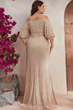 Sparkly Champagne Long Mother of the Bride Dress