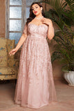 Blush Plus Size Long Mother of the Bride Dress with Appliques