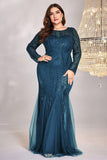 Sparkly Royal Blue Mermaid Long Mother of the Bride Dress