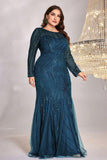 Sparkly Royal Blue Mermaid Long Mother of the Bride Dress