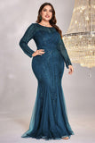 Sparkly Royal Blue Mermaid Long Mother of the Bride Dress