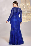 Sparkly Royal Blue Mermaid Long Mother of the Bride Dress