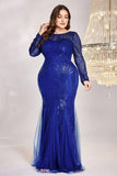 Sparkly Royal Blue Mermaid Long Mother of the Bride Dress