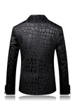 Black Jacquard Peak Lapel One Button 2 Piece Men's Suit