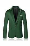Green Peak Lapel Slim Fit One Button Men's Blazer