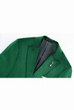 Green Peak Lapel Slim Fit One Button Men's Blazer