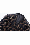 Black Golden Leopard Notched Lapel One Button Men's Blazer