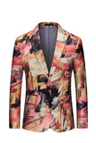 Floral Print One Button Notched Lapel Men's Blazer