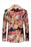 Floral Print One Button Notched Lapel Men's Blazer