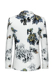 Floral White Slim Fit Notched Lapel Men's Wedding Blazer