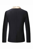 Slim Fit Black One Button Notched Lapel Men's Blazer