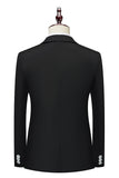 Notched Lapel Slim Fit One Button Black Men's Business Blazer