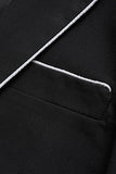 Notched Lapel Slim Fit One Button Black Men's Business Blazer