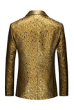 Sparkly Golden Notched Lapel One Button Men's Prom Blazer