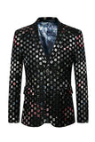 Sparkly Plaid Notched Lapel One Button Men's Blazer