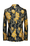 Printed Flower Black Notched Lapel Men's Prom Blazer
